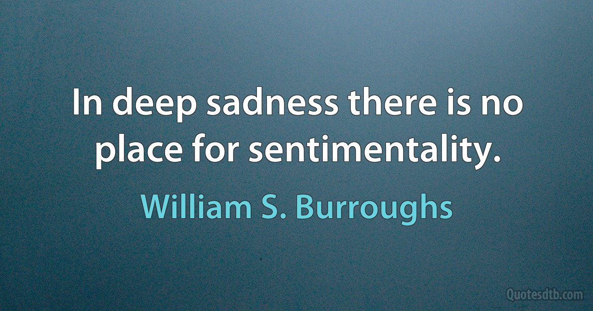 In deep sadness there is no place for sentimentality. (William S. Burroughs)