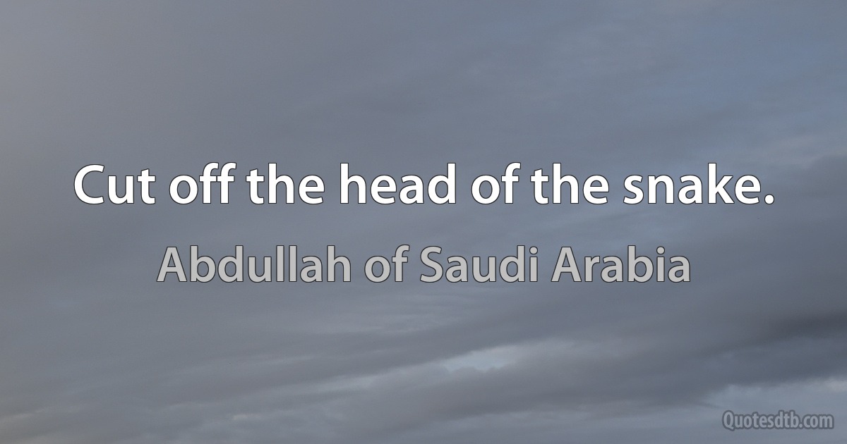 Cut off the head of the snake. (Abdullah of Saudi Arabia)