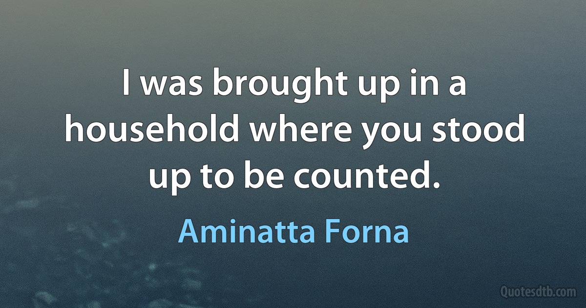 I was brought up in a household where you stood up to be counted. (Aminatta Forna)