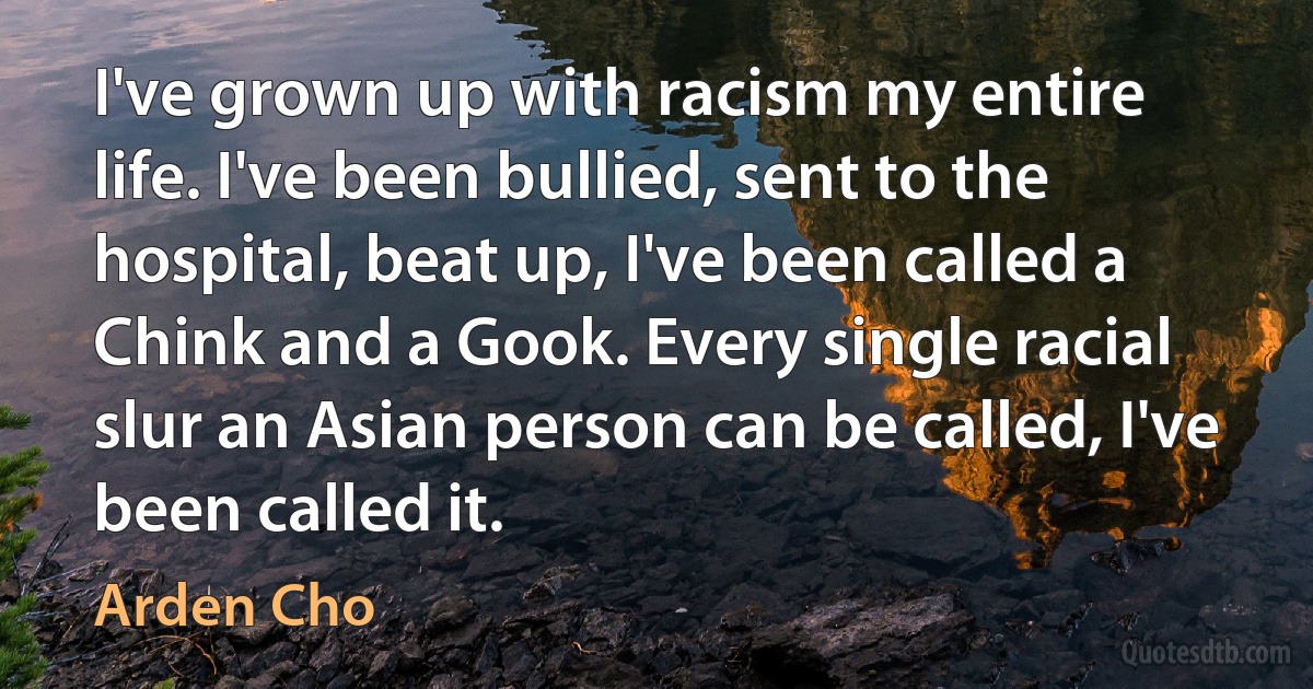 I've grown up with racism my entire life. I've been bullied, sent to the hospital, beat up, I've been called a Chink and a Gook. Every single racial slur an Asian person can be called, I've been called it. (Arden Cho)