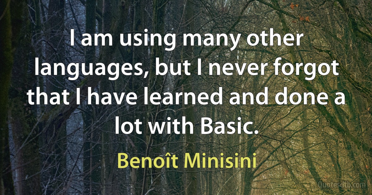 I am using many other languages, but I never forgot that I have learned and done a lot with Basic. (Benoît Minisini)