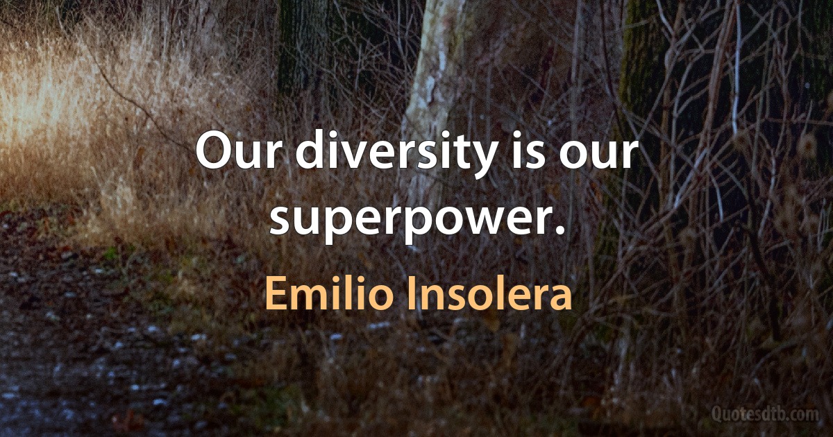 Our diversity is our superpower. (Emilio Insolera)