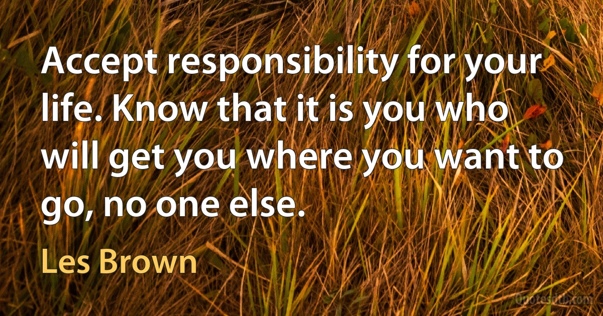 Accept responsibility for your life. Know that it is you who will get you where you want to go, no one else. (Les Brown)