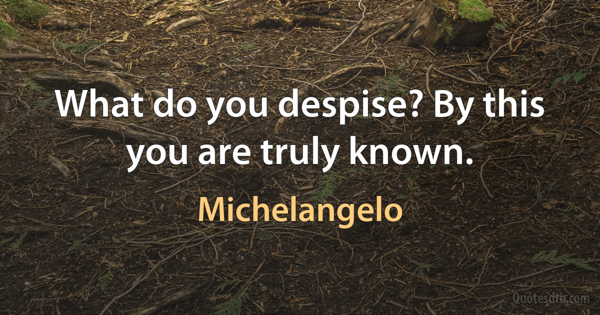 What do you despise? By this you are truly known. (Michelangelo)