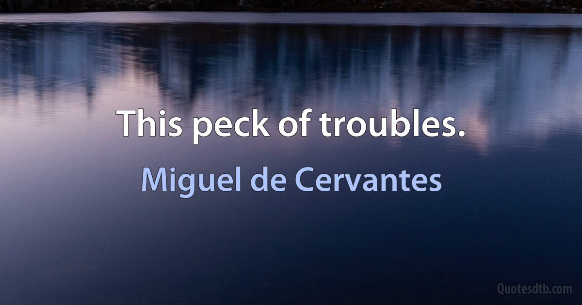 This peck of troubles. (Miguel de Cervantes)