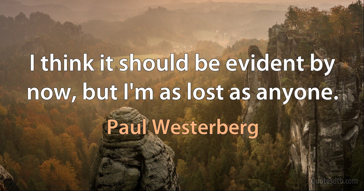 I think it should be evident by now, but I'm as lost as anyone. (Paul Westerberg)