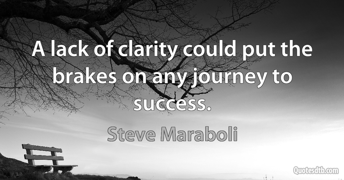 A lack of clarity could put the brakes on any journey to success. (Steve Maraboli)