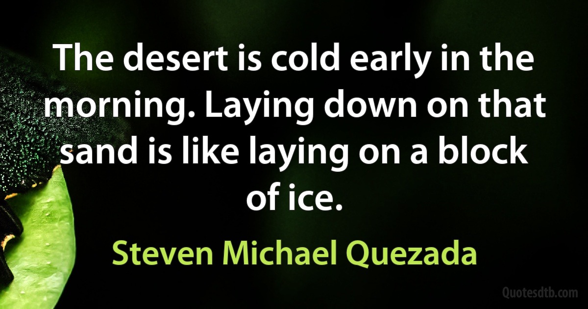 The desert is cold early in the morning. Laying down on that sand is like laying on a block of ice. (Steven Michael Quezada)