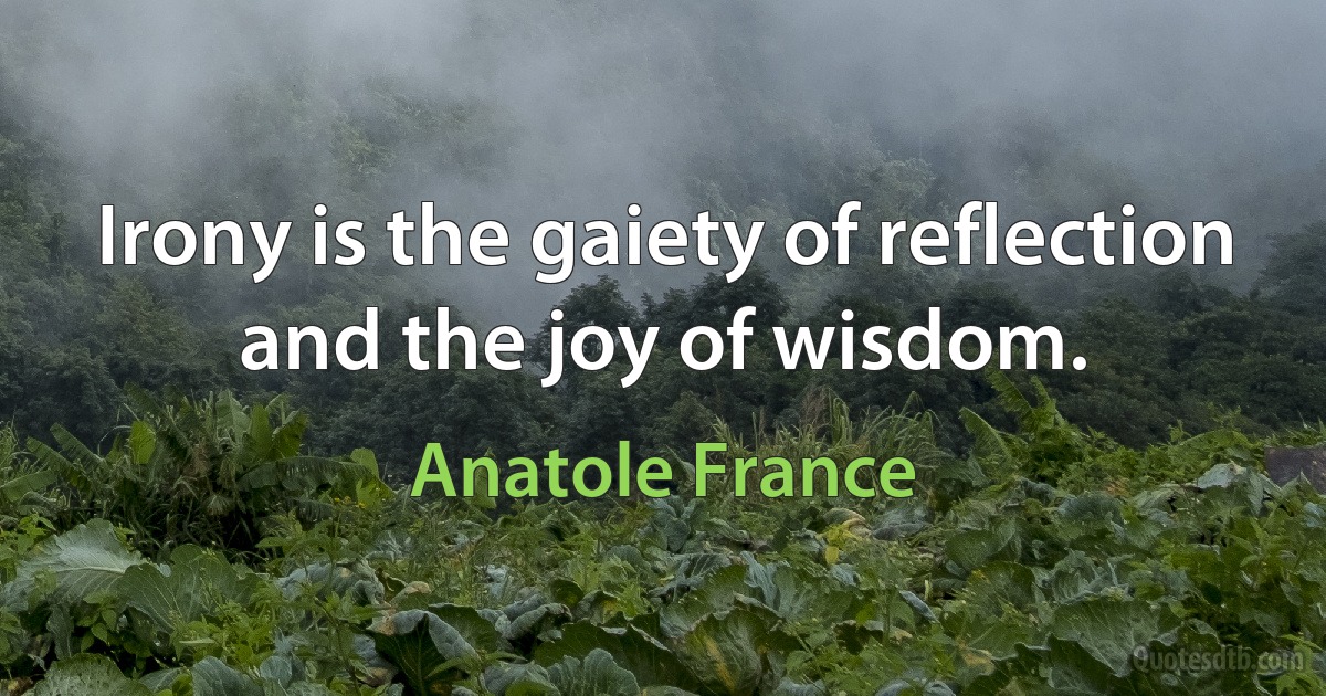 Irony is the gaiety of reflection and the joy of wisdom. (Anatole France)