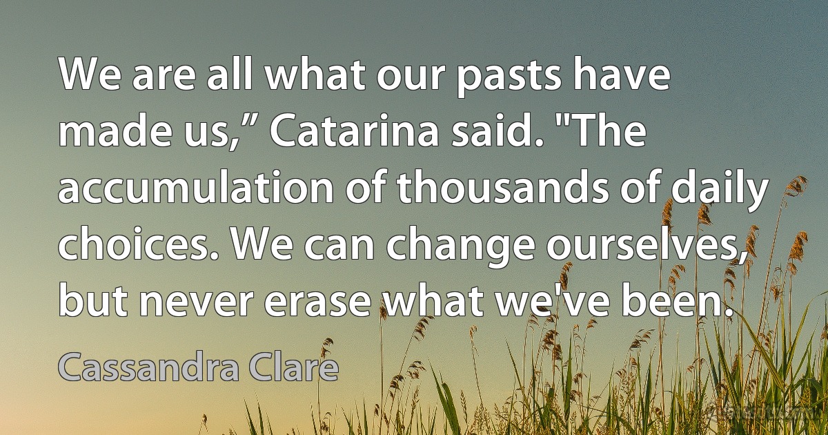 We are all what our pasts have made us,” Catarina said. "The accumulation of thousands of daily choices. We can change ourselves, but never erase what we've been. (Cassandra Clare)