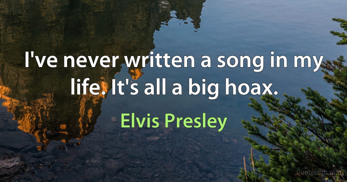 I've never written a song in my life. It's all a big hoax. (Elvis Presley)