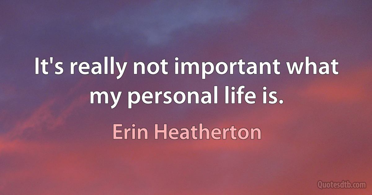 It's really not important what my personal life is. (Erin Heatherton)