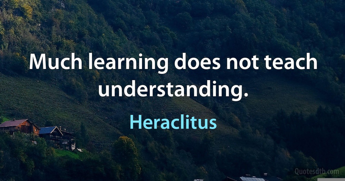 Much learning does not teach understanding. (Heraclitus)