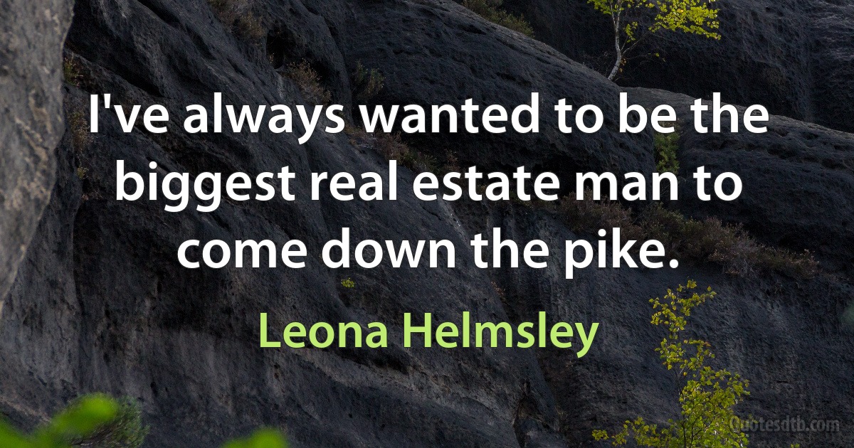 I've always wanted to be the biggest real estate man to come down the pike. (Leona Helmsley)