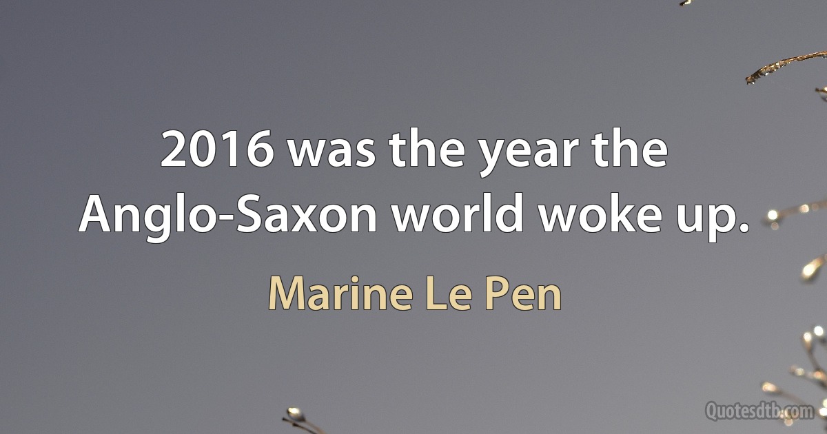 2016 was the year the Anglo-Saxon world woke up. (Marine Le Pen)