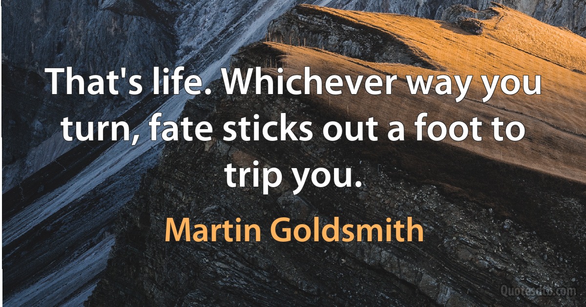 That's life. Whichever way you turn, fate sticks out a foot to trip you. (Martin Goldsmith)