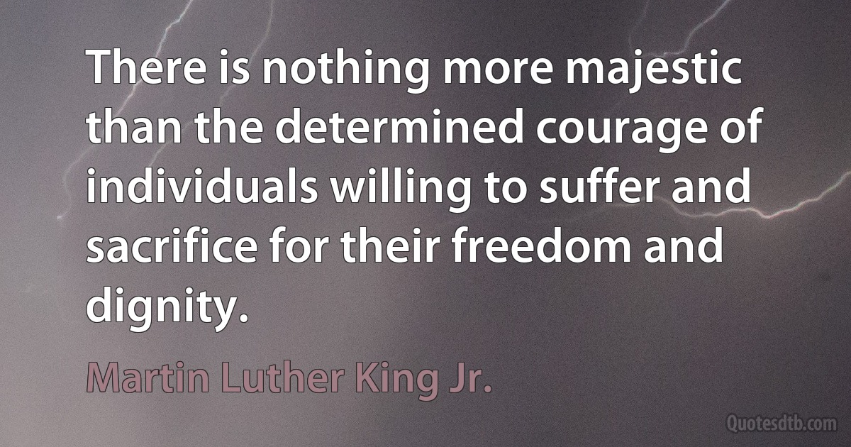 There is nothing more majestic than the determined courage of individuals willing to suffer and sacrifice for their freedom and dignity. (Martin Luther King Jr.)