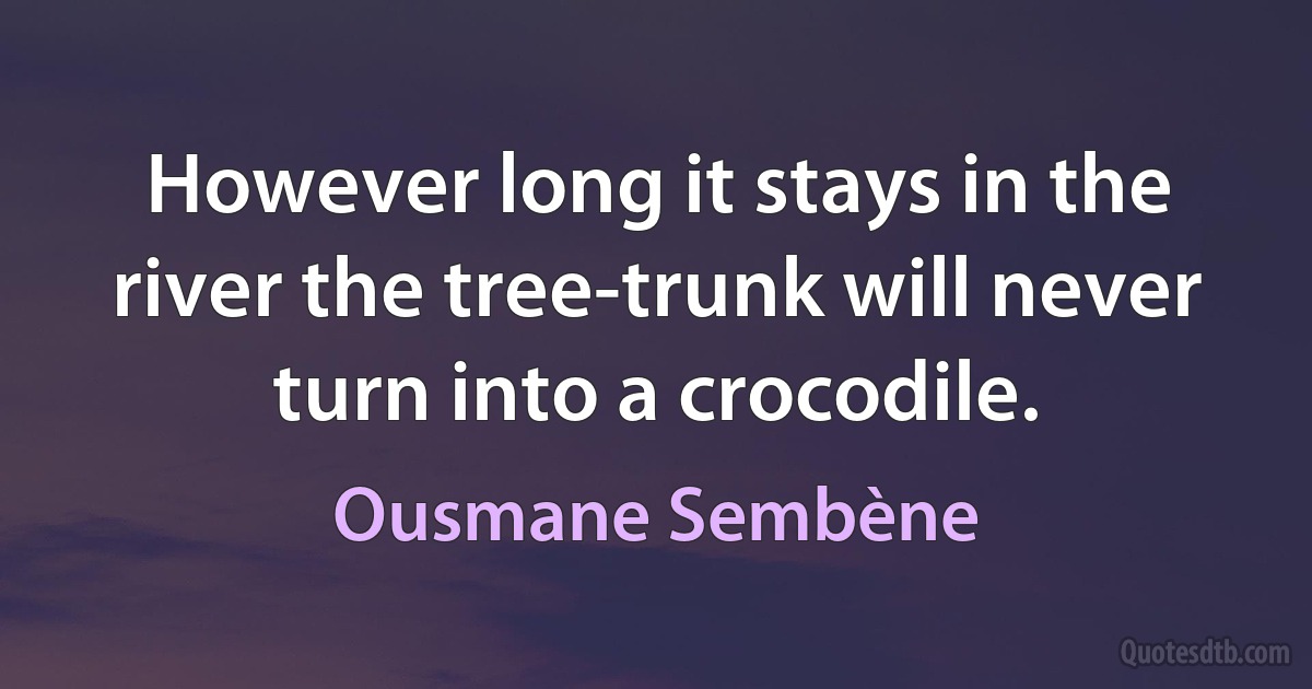 However long it stays in the river the tree-trunk will never turn into a crocodile. (Ousmane Sembène)