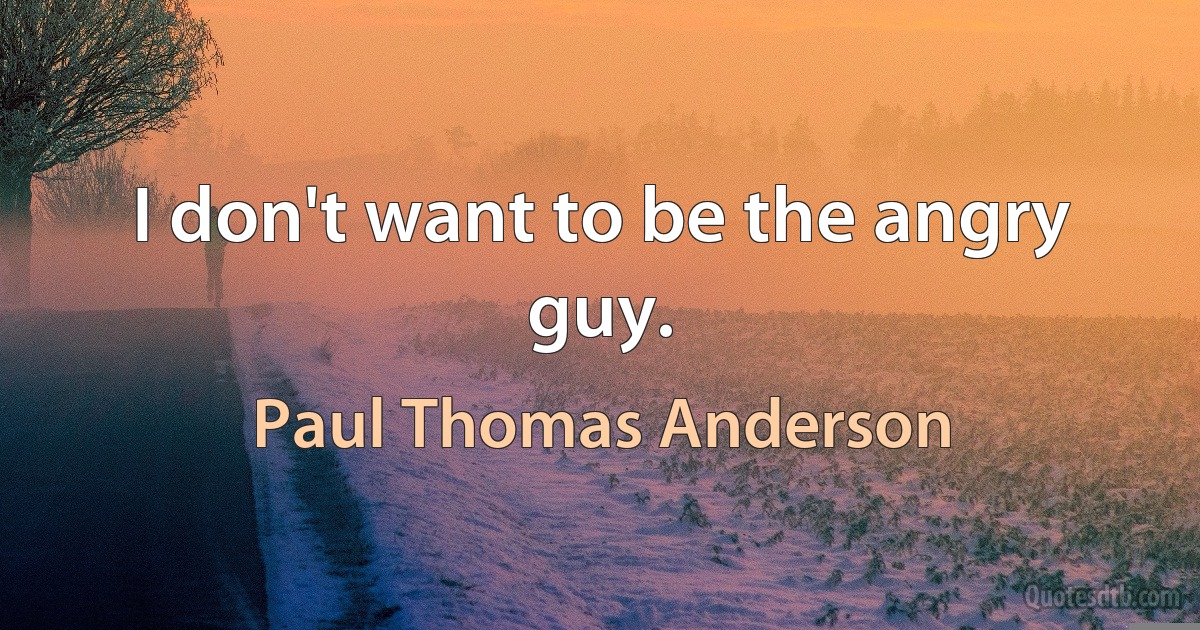 I don't want to be the angry guy. (Paul Thomas Anderson)