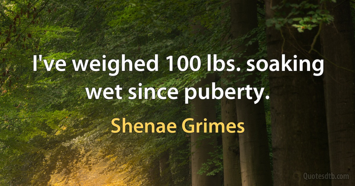 I've weighed 100 lbs. soaking wet since puberty. (Shenae Grimes)