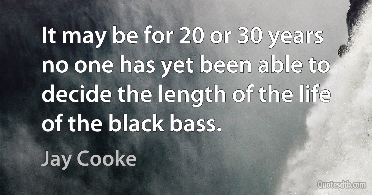 It may be for 20 or 30 years no one has yet been able to decide the length of the life of the black bass. (Jay Cooke)