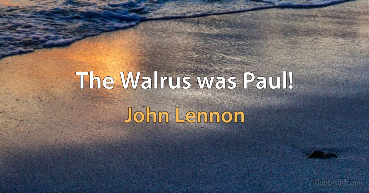 The Walrus was Paul! (John Lennon)