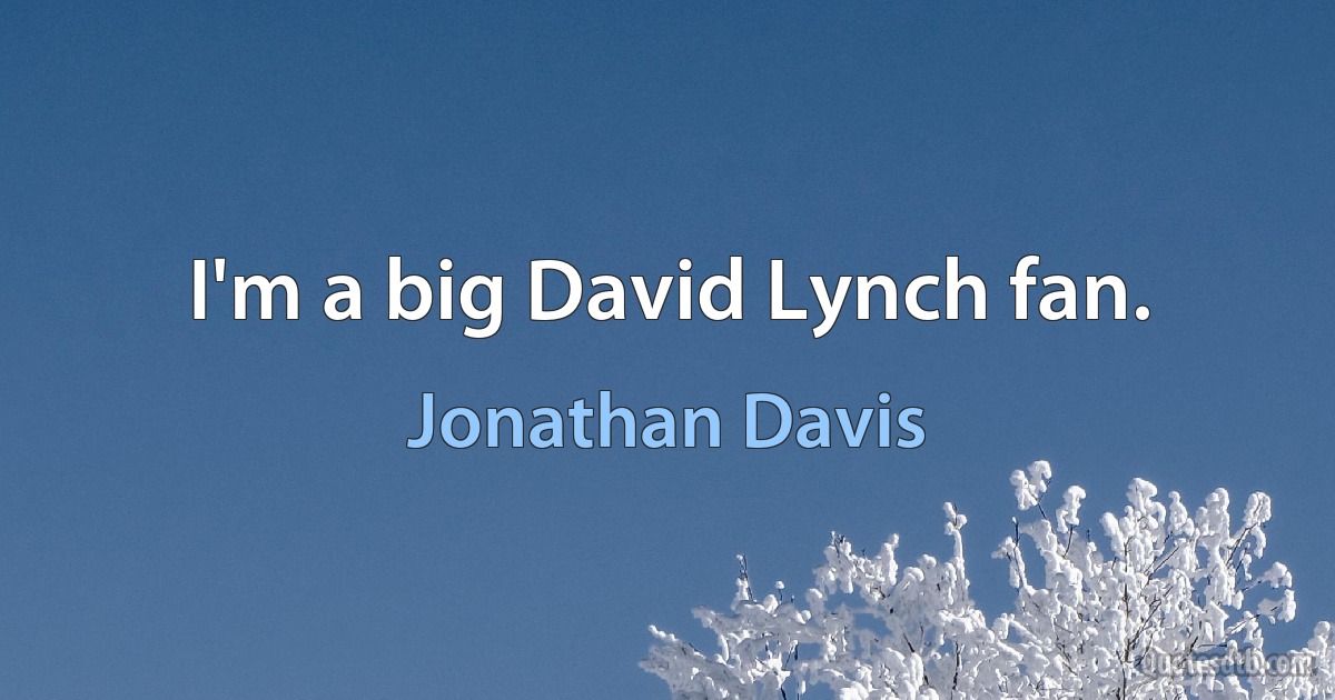 I'm a big David Lynch fan. (Jonathan Davis)