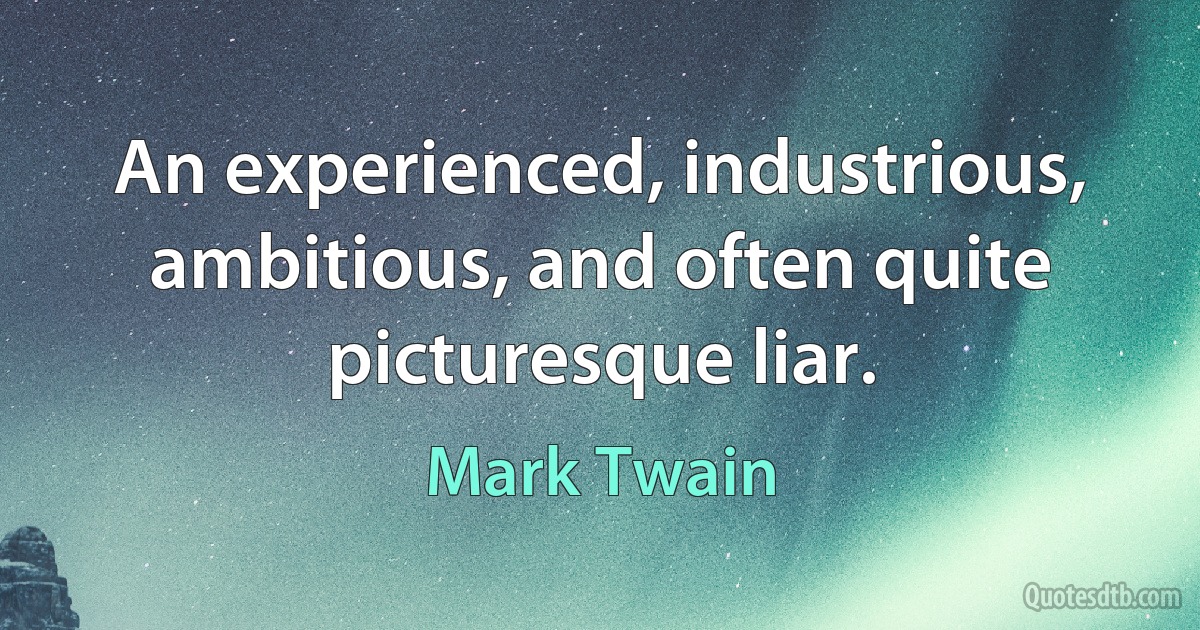 An experienced, industrious, ambitious, and often quite picturesque liar. (Mark Twain)