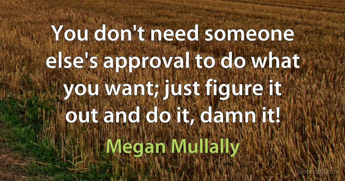 You don't need someone else's approval to do what you want; just figure it out and do it, damn it! (Megan Mullally)