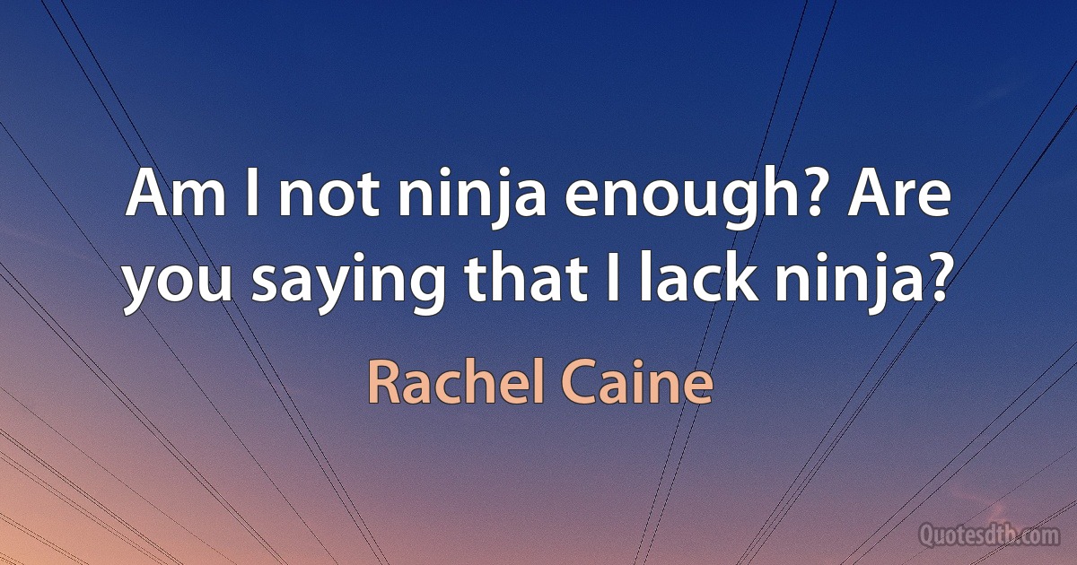 Am I not ninja enough? Are you saying that I lack ninja? (Rachel Caine)