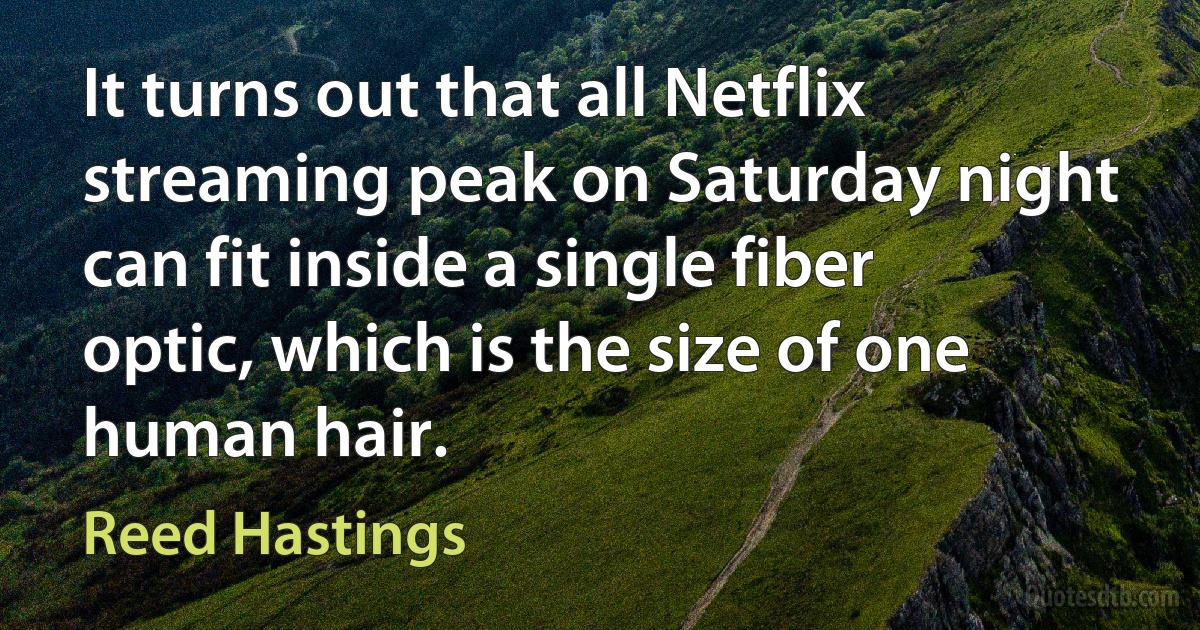 It turns out that all Netflix streaming peak on Saturday night can fit inside a single fiber optic, which is the size of one human hair. (Reed Hastings)