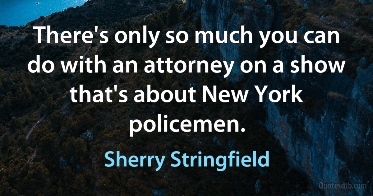 There's only so much you can do with an attorney on a show that's about New York policemen. (Sherry Stringfield)