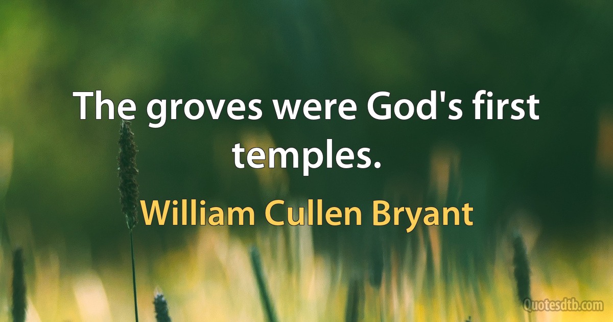 The groves were God's first temples. (William Cullen Bryant)