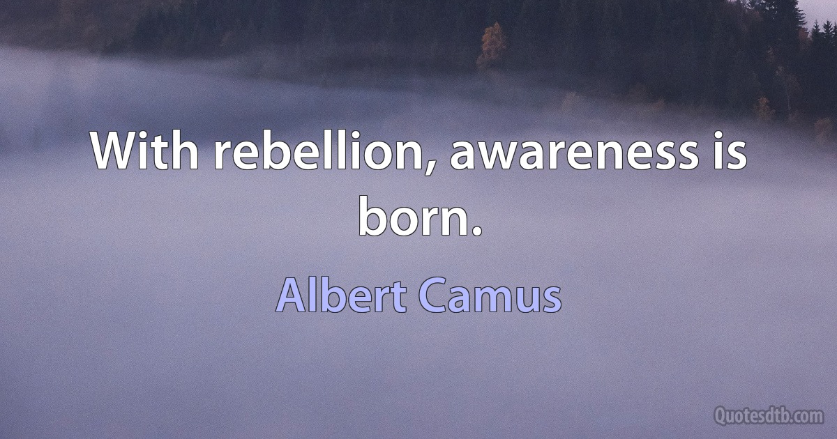 With rebellion, awareness is born. (Albert Camus)