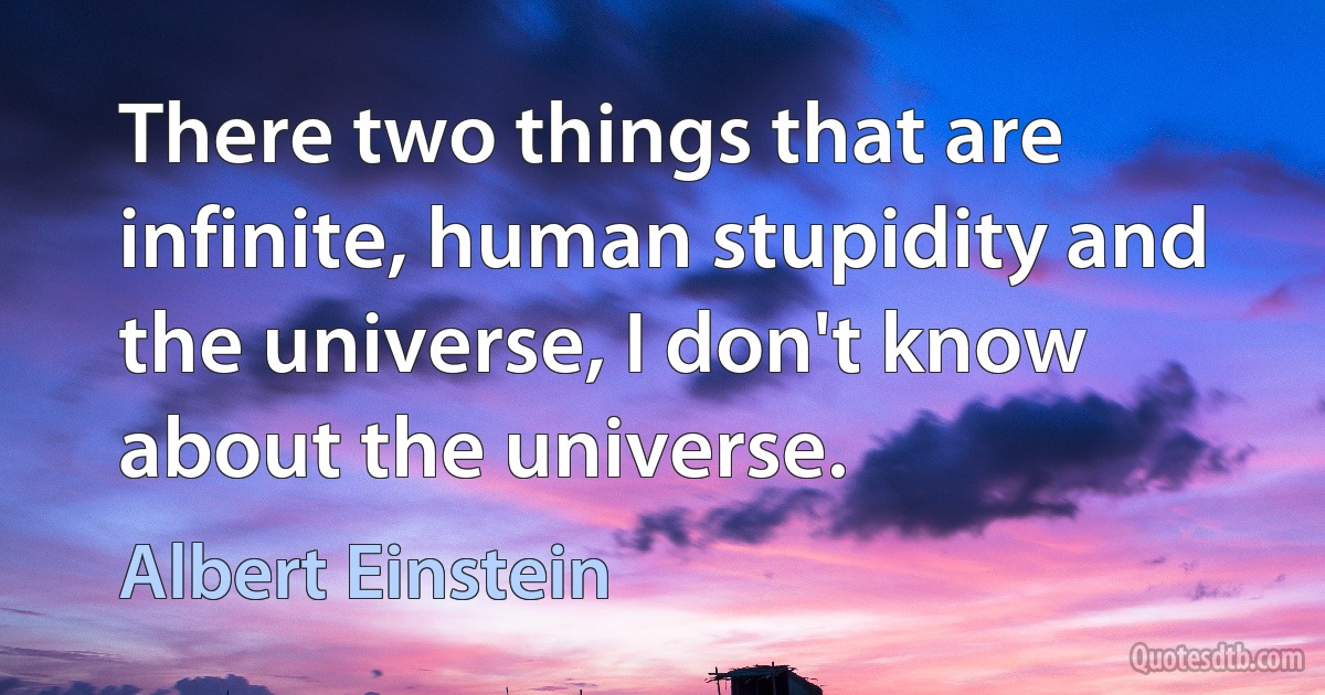 There two things that are infinite, human stupidity and the universe, I don't know about the universe. (Albert Einstein)