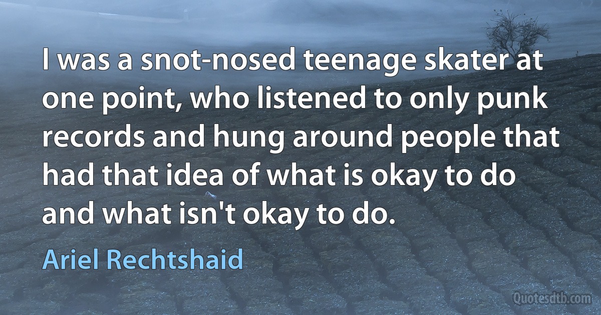 I was a snot-nosed teenage skater at one point, who listened to only punk records and hung around people that had that idea of what is okay to do and what isn't okay to do. (Ariel Rechtshaid)