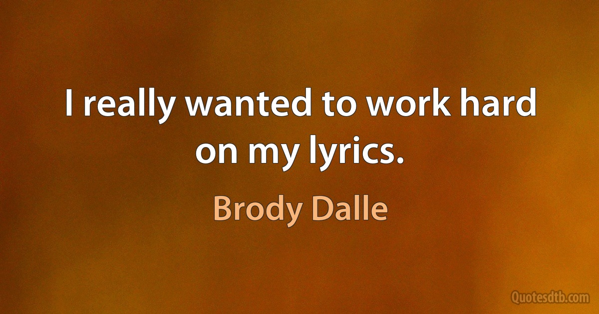 I really wanted to work hard on my lyrics. (Brody Dalle)