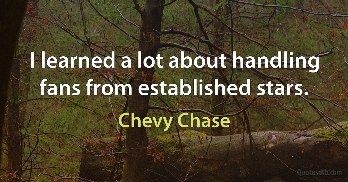 I learned a lot about handling fans from established stars. (Chevy Chase)