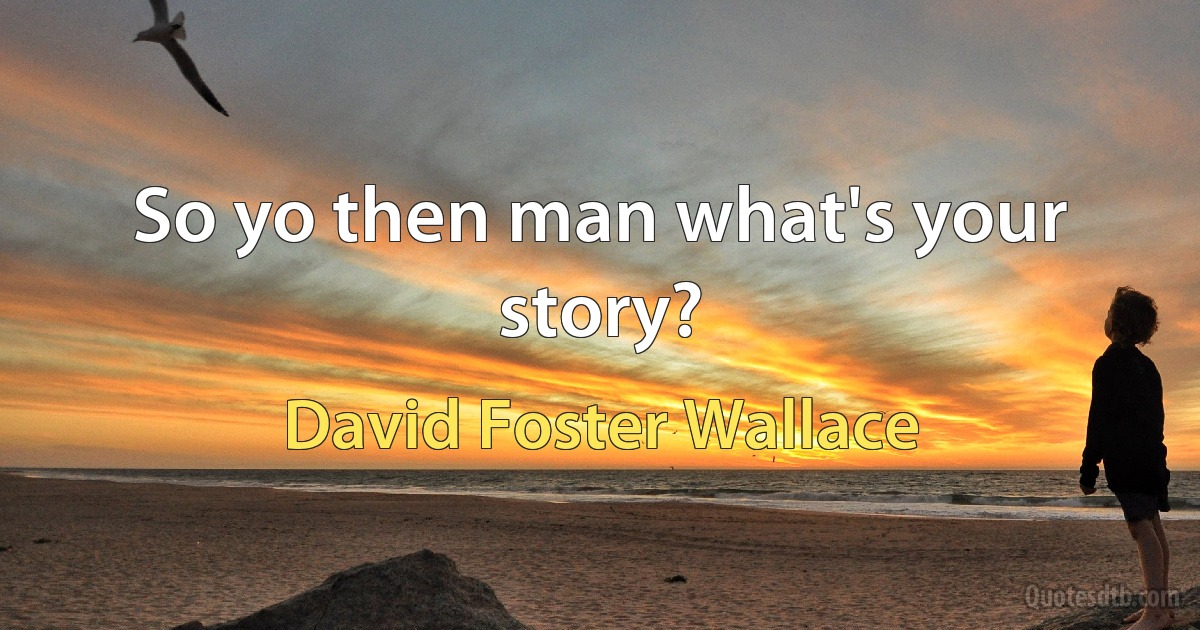 So yo then man what's your story? (David Foster Wallace)