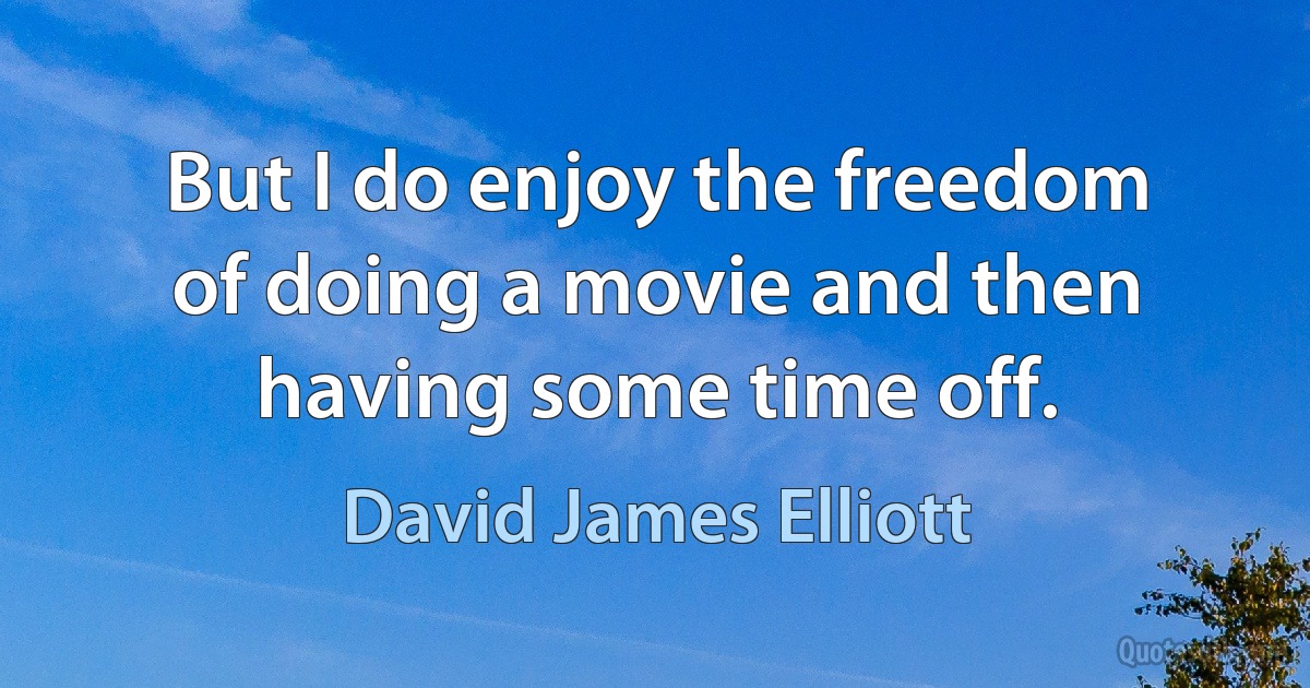 But I do enjoy the freedom of doing a movie and then having some time off. (David James Elliott)