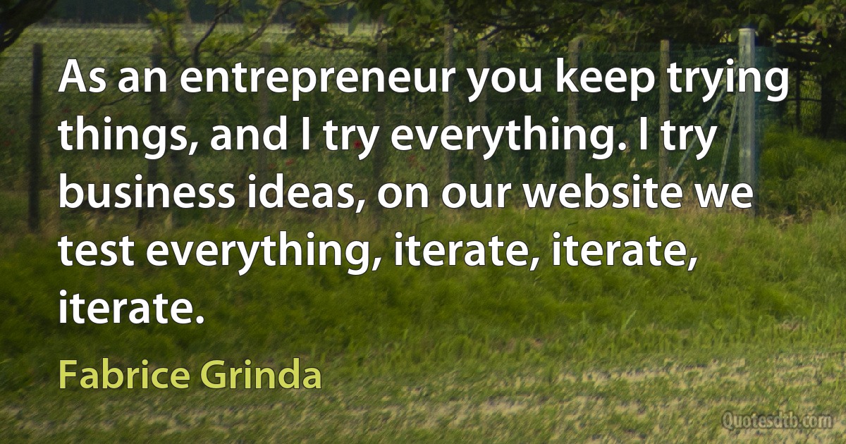 As an entrepreneur you keep trying things, and I try everything. I try business ideas, on our website we test everything, iterate, iterate, iterate. (Fabrice Grinda)