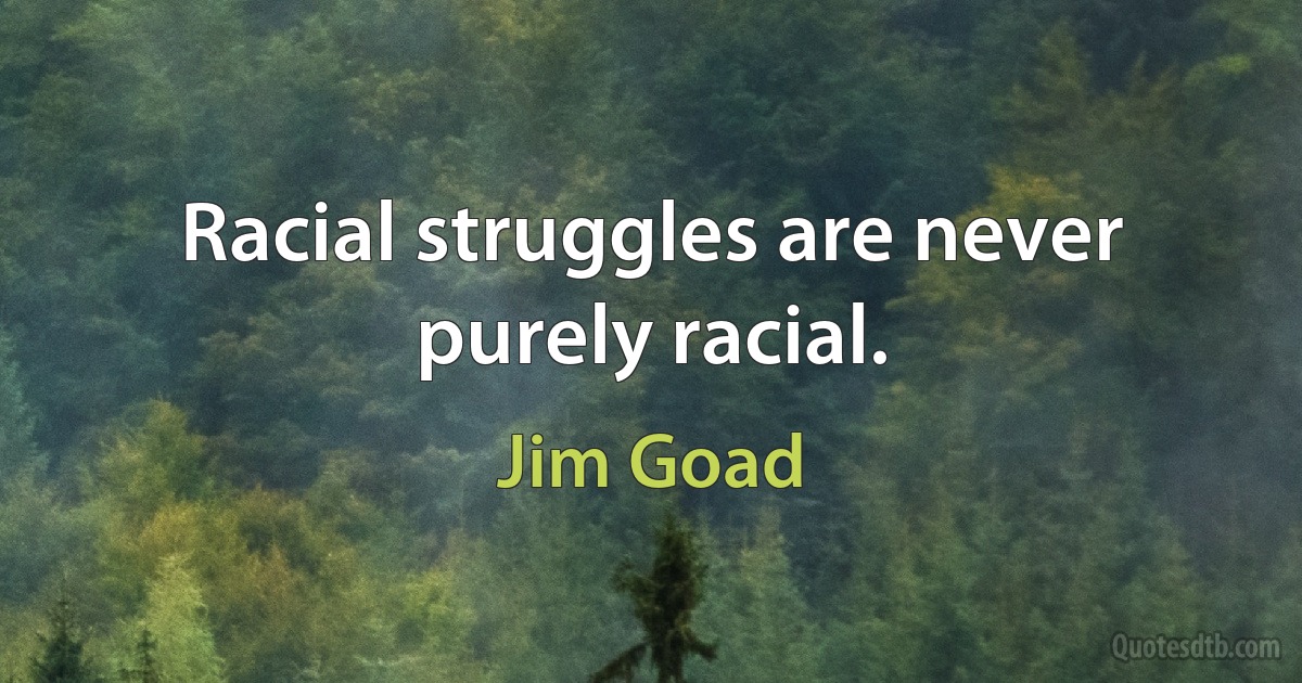 Racial struggles are never purely racial. (Jim Goad)