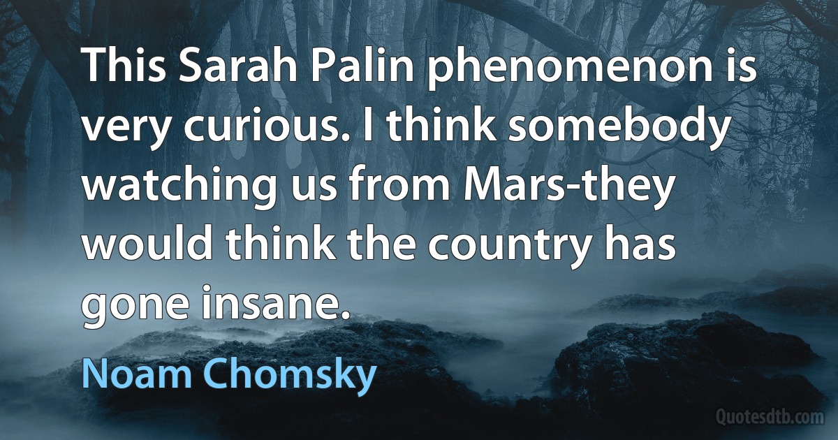 This Sarah Palin phenomenon is very curious. I think somebody watching us from Mars-they would think the country has gone insane. (Noam Chomsky)