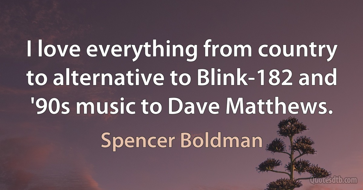 I love everything from country to alternative to Blink-182 and '90s music to Dave Matthews. (Spencer Boldman)