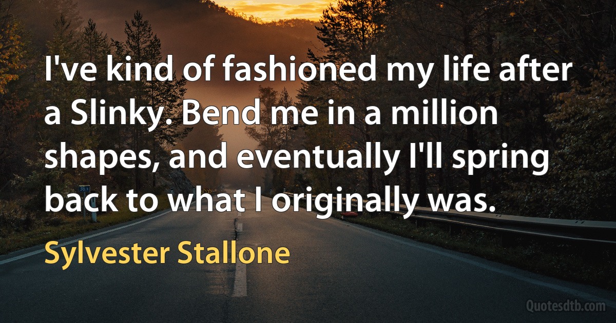 I've kind of fashioned my life after a Slinky. Bend me in a million shapes, and eventually I'll spring back to what I originally was. (Sylvester Stallone)