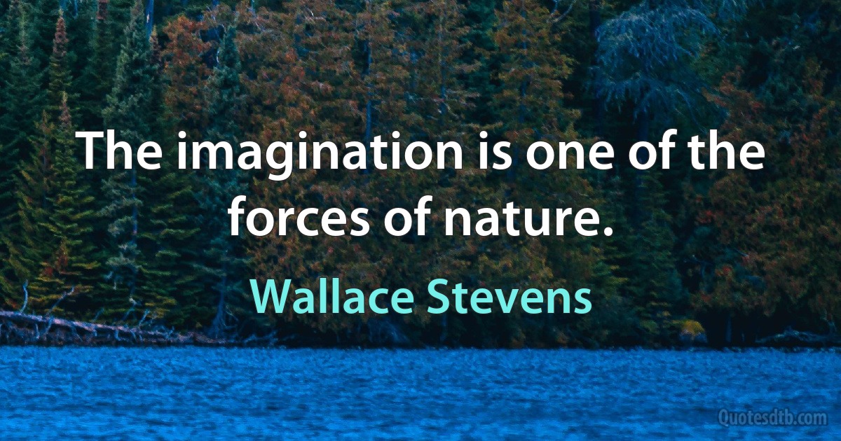 The imagination is one of the forces of nature. (Wallace Stevens)