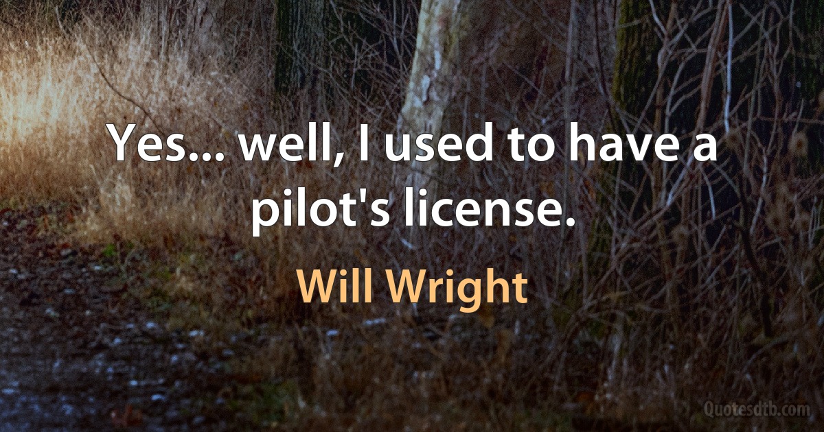 Yes... well, I used to have a pilot's license. (Will Wright)