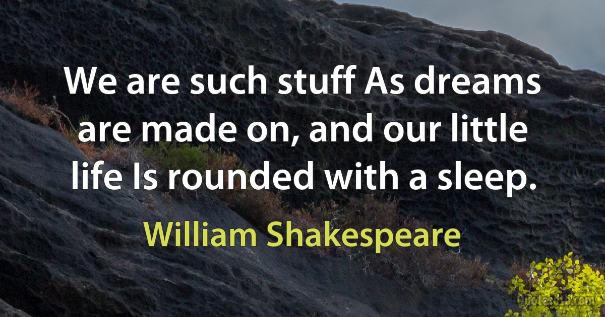 We are such stuff As dreams are made on, and our little life Is rounded with a sleep. (William Shakespeare)