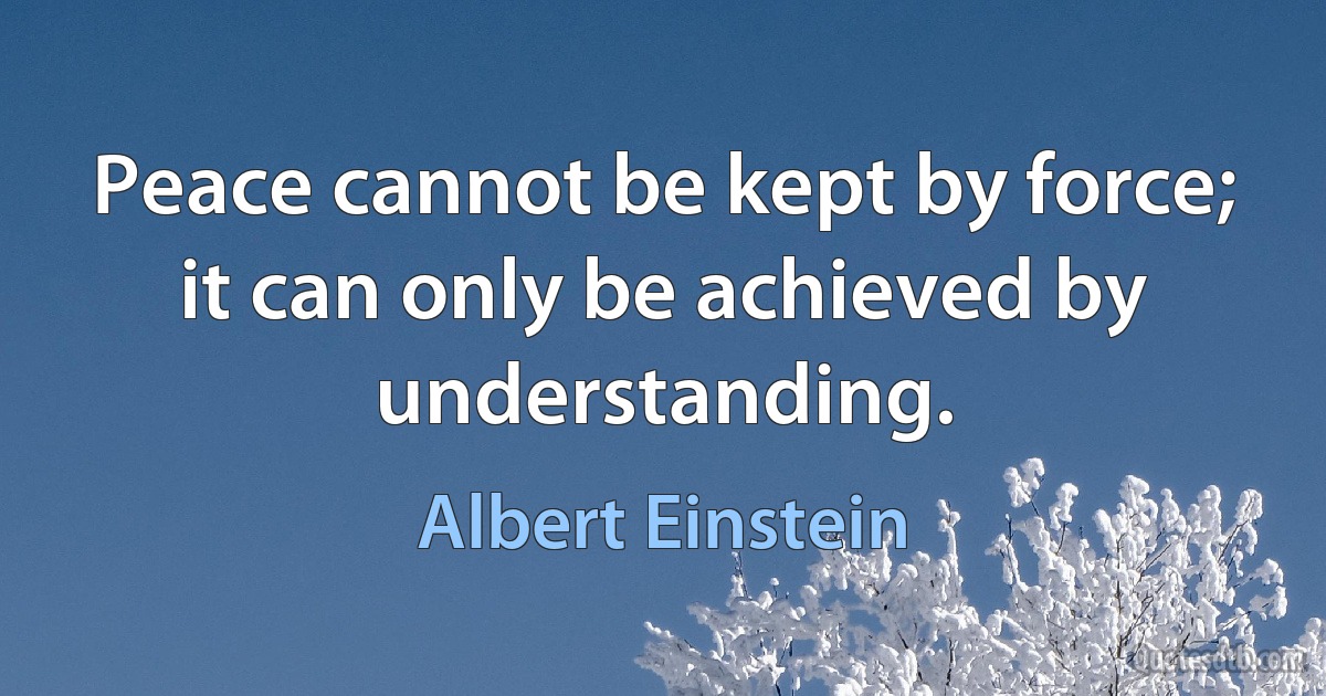 Peace cannot be kept by force; it can only be achieved by understanding. (Albert Einstein)