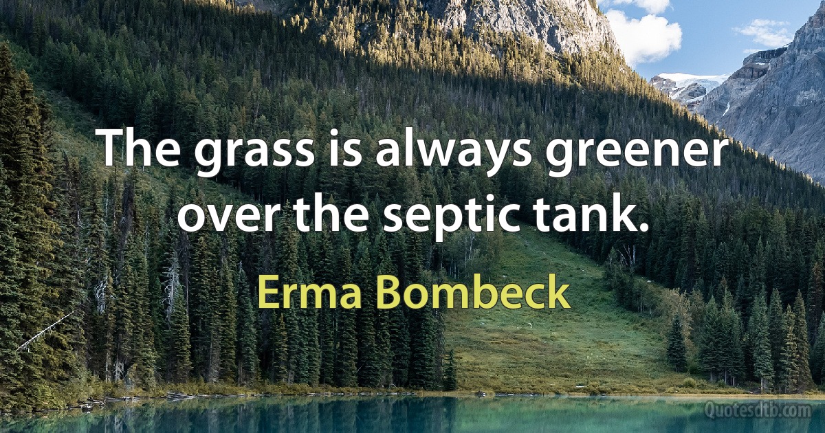 The grass is always greener over the septic tank. (Erma Bombeck)